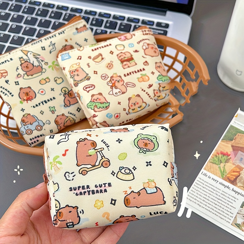 

Cute Capybara Coin Purse, Fashionable Canvas Mini Wallet, Portable Lipstick Pouch, Women's Accessory, Hand Washable, Edging