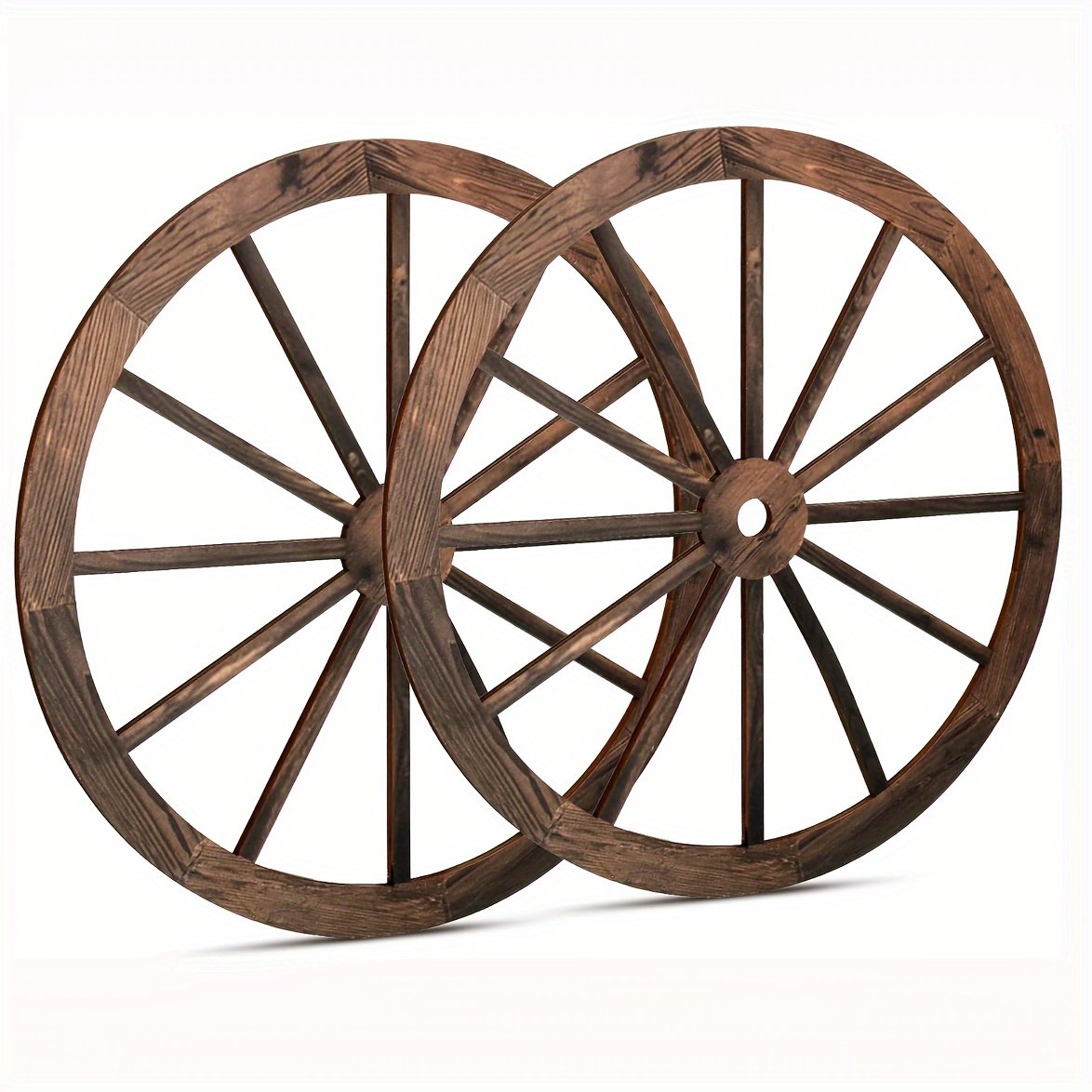 

2 Pcs Wagon Wheel Decor Wooden Western Cowboy Party Decorations Vintage Rustic Wagon Wheel Wood Decor For Bar Garage Indoor Outdoor (12 Inch)