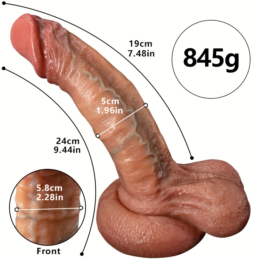 Liquid Silicone Dual-Layer Realistic Large Dildo for Women, Adult Self-Pleasure Toy, Non-Electric, Wireless, Battery-Free, 100% Simulation, Sensual & Comfortable