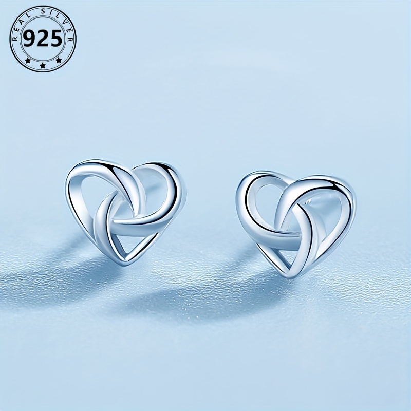 

925 Sterling Silver Heart Shaped Stud Earrings - Hypoallergenic And Elegant For Daily Wear 0.46g/0.016oz