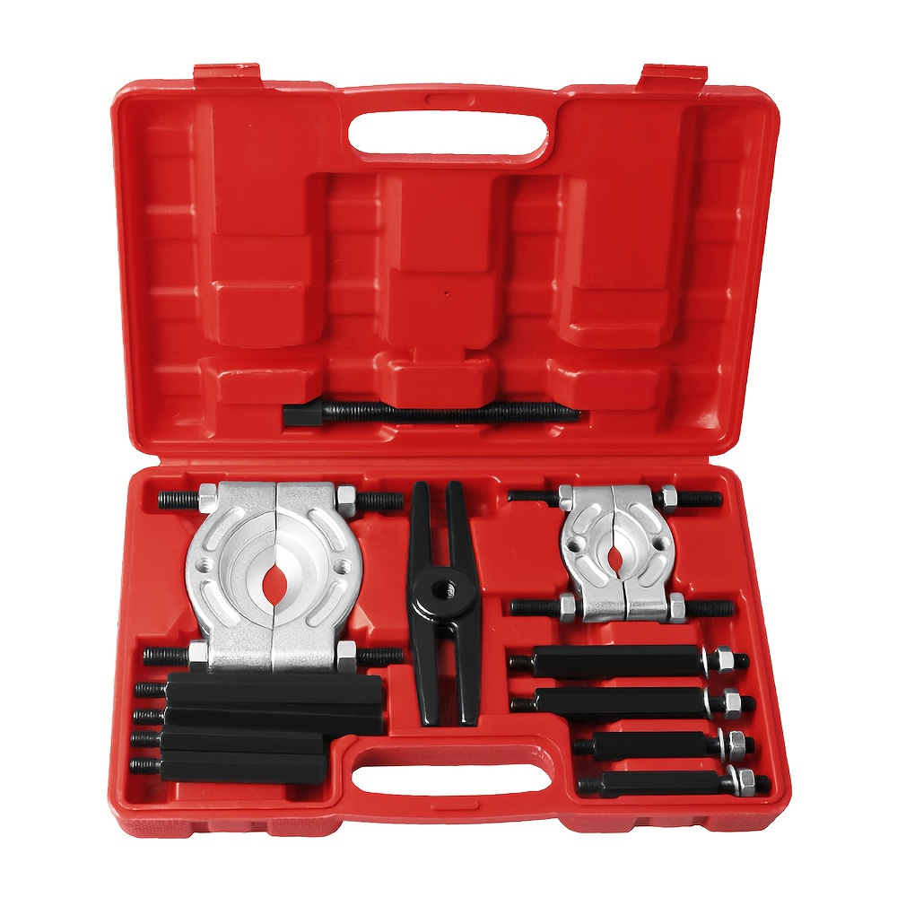 E-shop 1 Lagerabzieher-Set Mini oder Zahnradabzieher - 12-teiliges Lagerentfernungs-Set inklusive Handschuhe, Verlängerungsstangen, Spannfutterabzieher