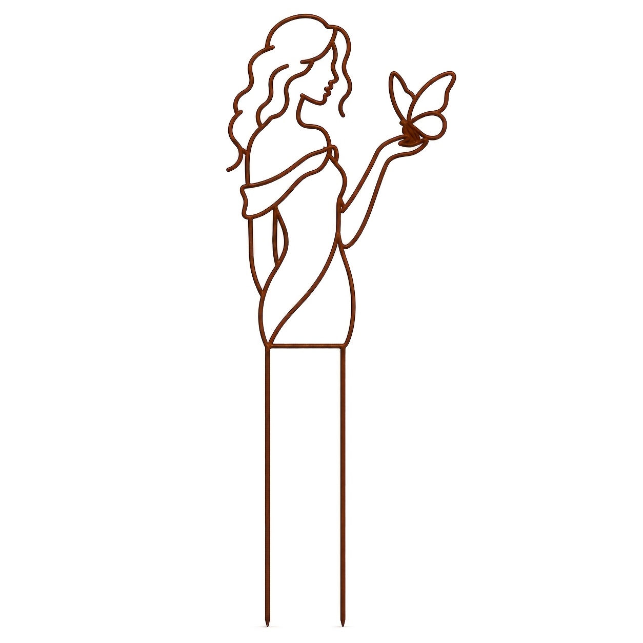 TEMU Pali da giardino artistici 2D astratti in ferro arrugginito a forma , set di quattro figure femminili minimaliste in line art. Possono inseriti