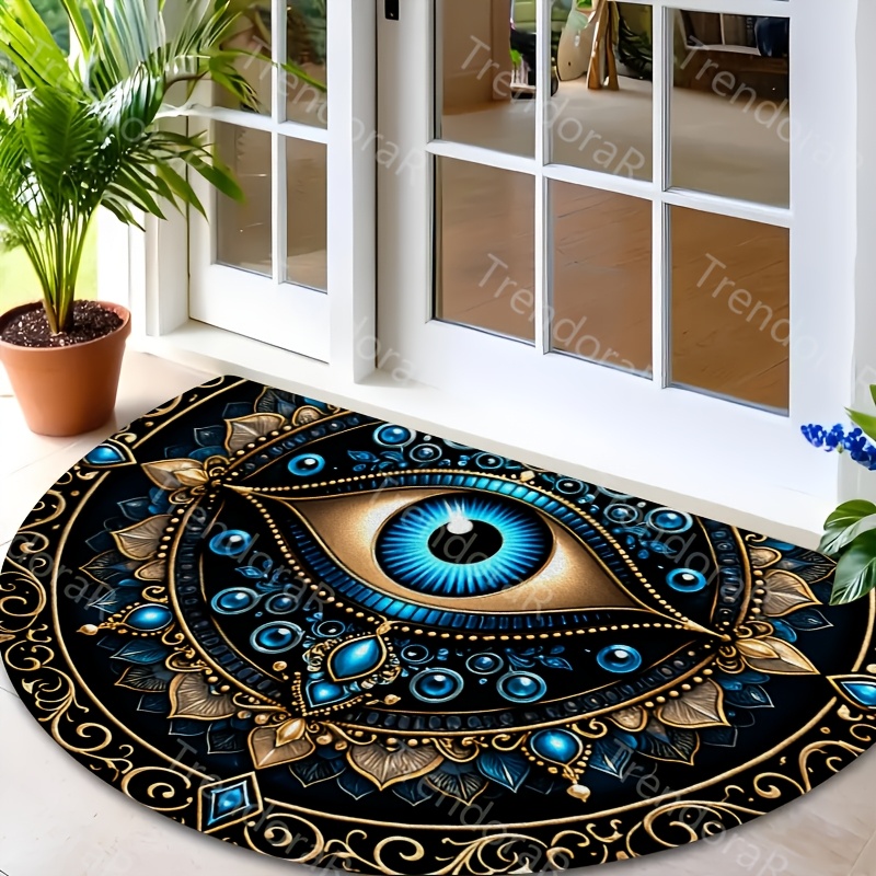 TEMU 1pc Semicircular Doormat 2d Eye Mandala Well Welcome Door Mat For Bathroom, Entrance, Hallway, Kitchen, Indoor Outdoor Home Decor Bydd36tr92