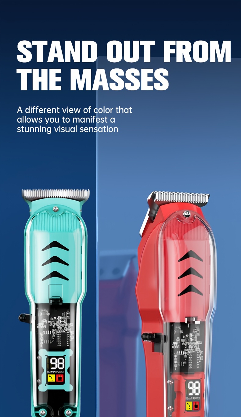 Men's Hair Clipper, Professional Gapless T-Blade Trimmer Cordless Rechargeable Edge Razor Electric Beard Shaver Grooming Kit with LCD Display, Men's Gift