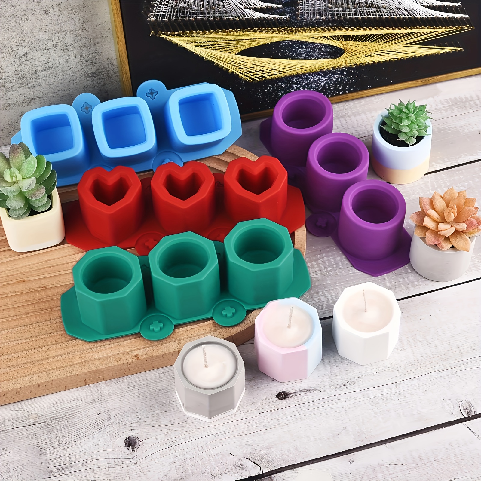 

1pc 3-hole /ice Tray Silicone Mold, Concrete Cement Plaster Mold, Candle Holder Mold, Silicone Ice Cream Ice Tray Mold, Plaster Concrete Mold, Decoration 4 Styles From