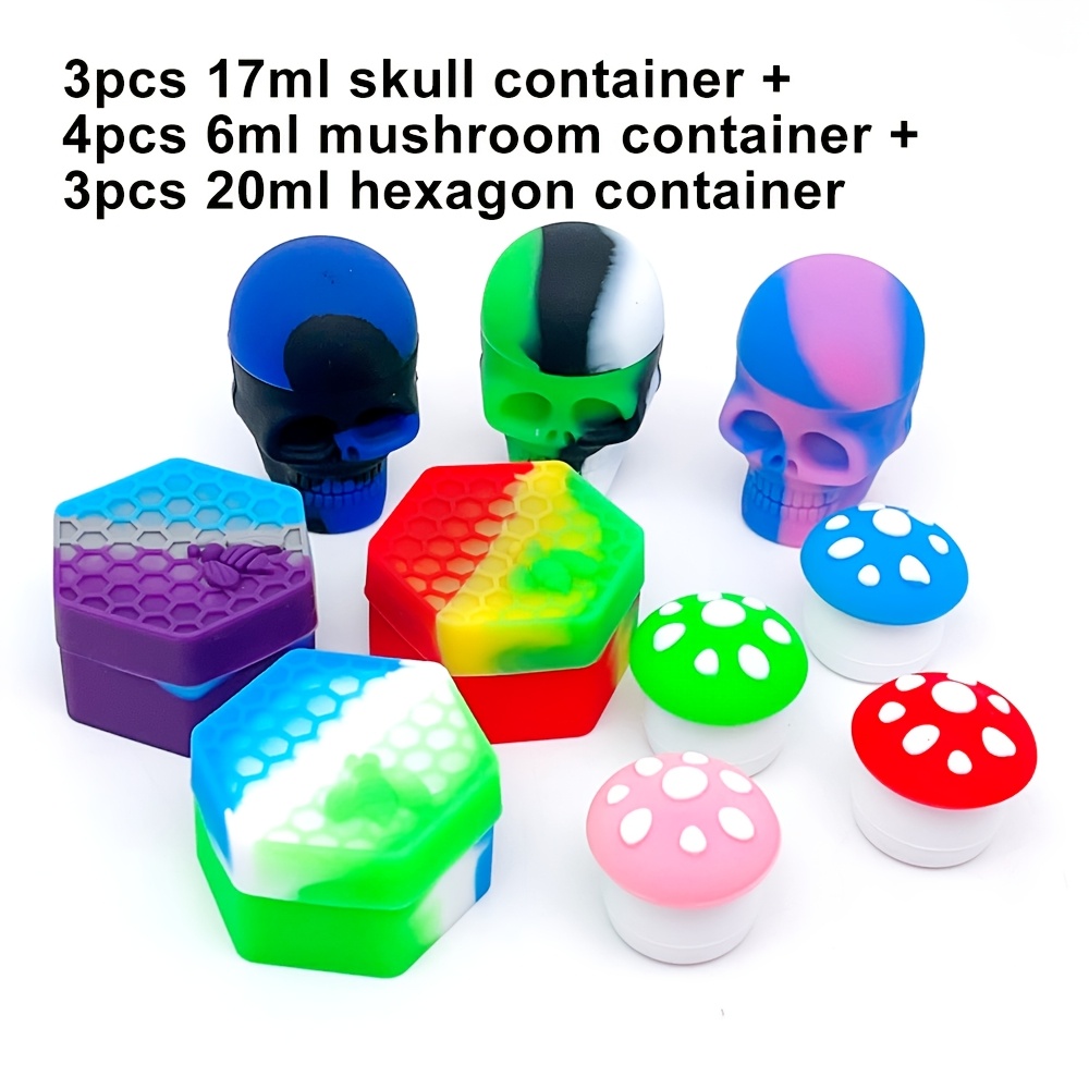 Image of 10 Pack Silicone Mini Storage Containers - 0.21/0.59/0.7oz Portable Silicone Jar For Home, Outdoor, Travel - Perfect Valentine's Day Or New Year's Gift