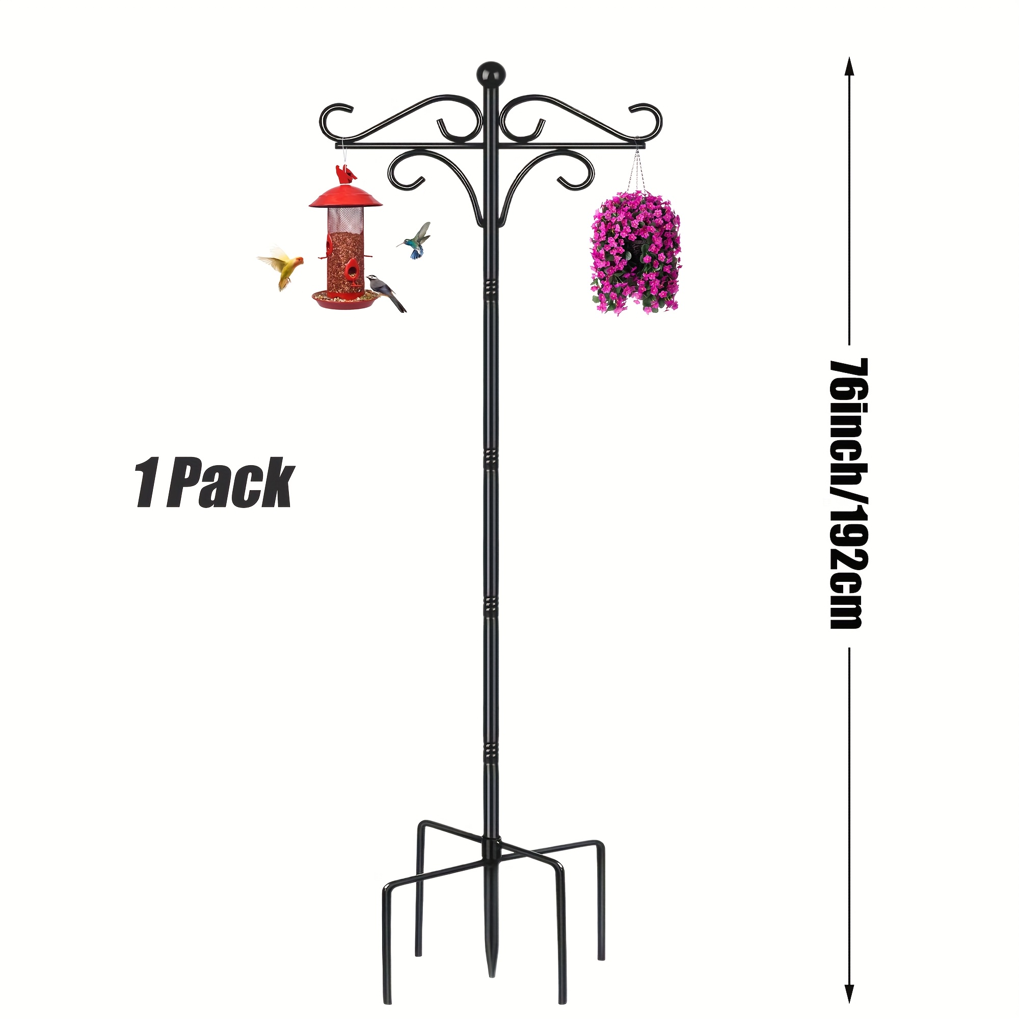 Image of Shepherds Hooks For Outdoor,92inch Feeder Poles With 5 Prongs, Adjustable Outdoor Plant Hanger Hooks For Bird Feeder, Plant Baskets, Lanterns, Wedding Decor