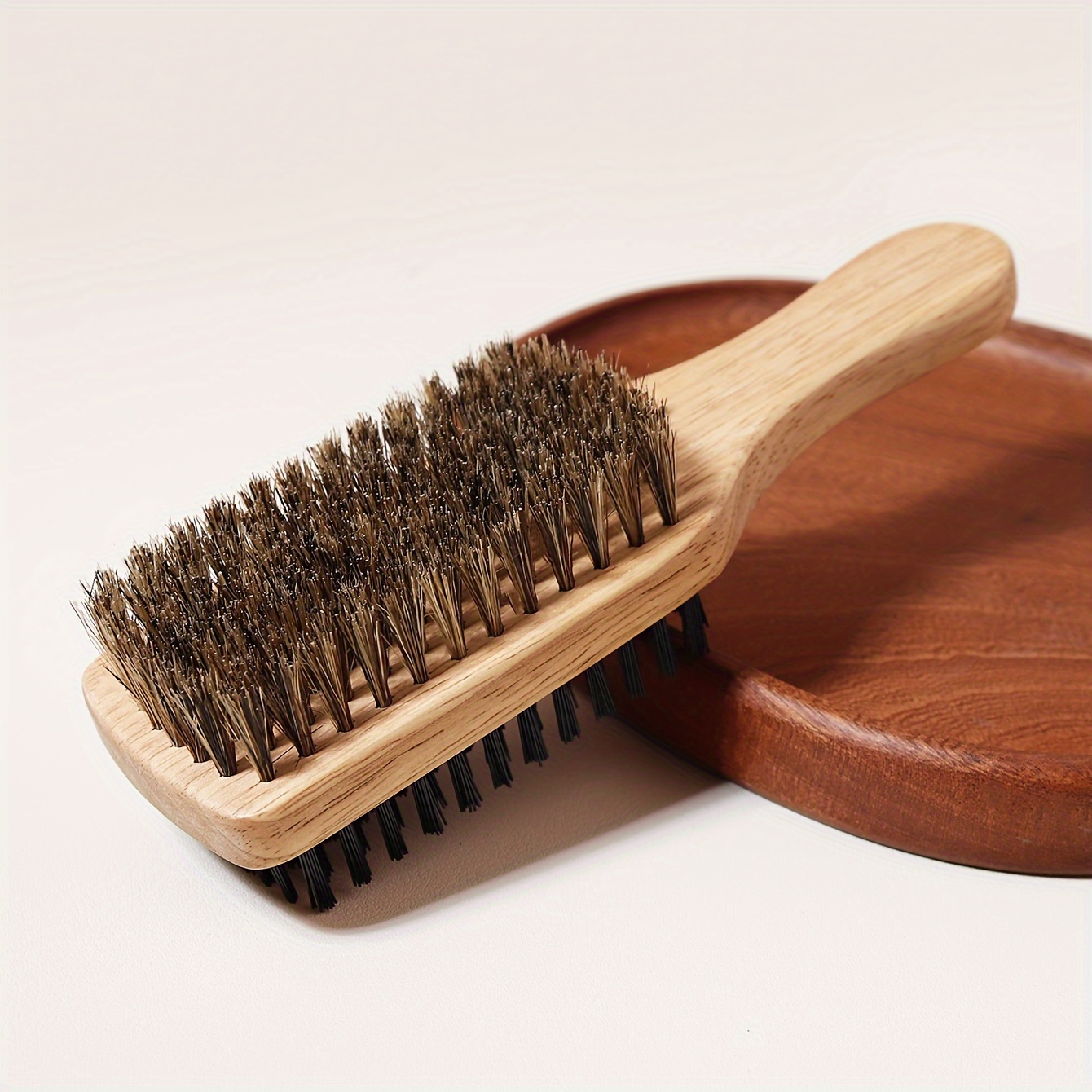 

1pc Dual-sided Hair Brush - Soft & For Smooth, -free Styling | Nylon Fibers With Cedar Wood Handle