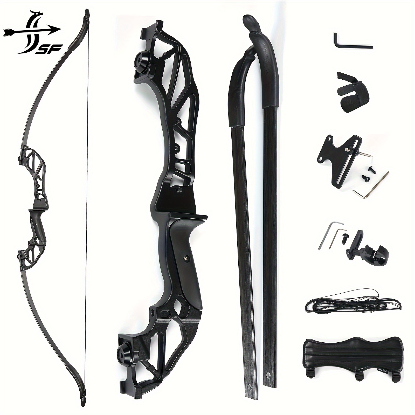 

Sf 56" Set, Hunting Target Shooting Archery Bows With Aluminum Alloy Limbs And Riser For Adults Youth Or Beginners - Right Handed 30-40lbs