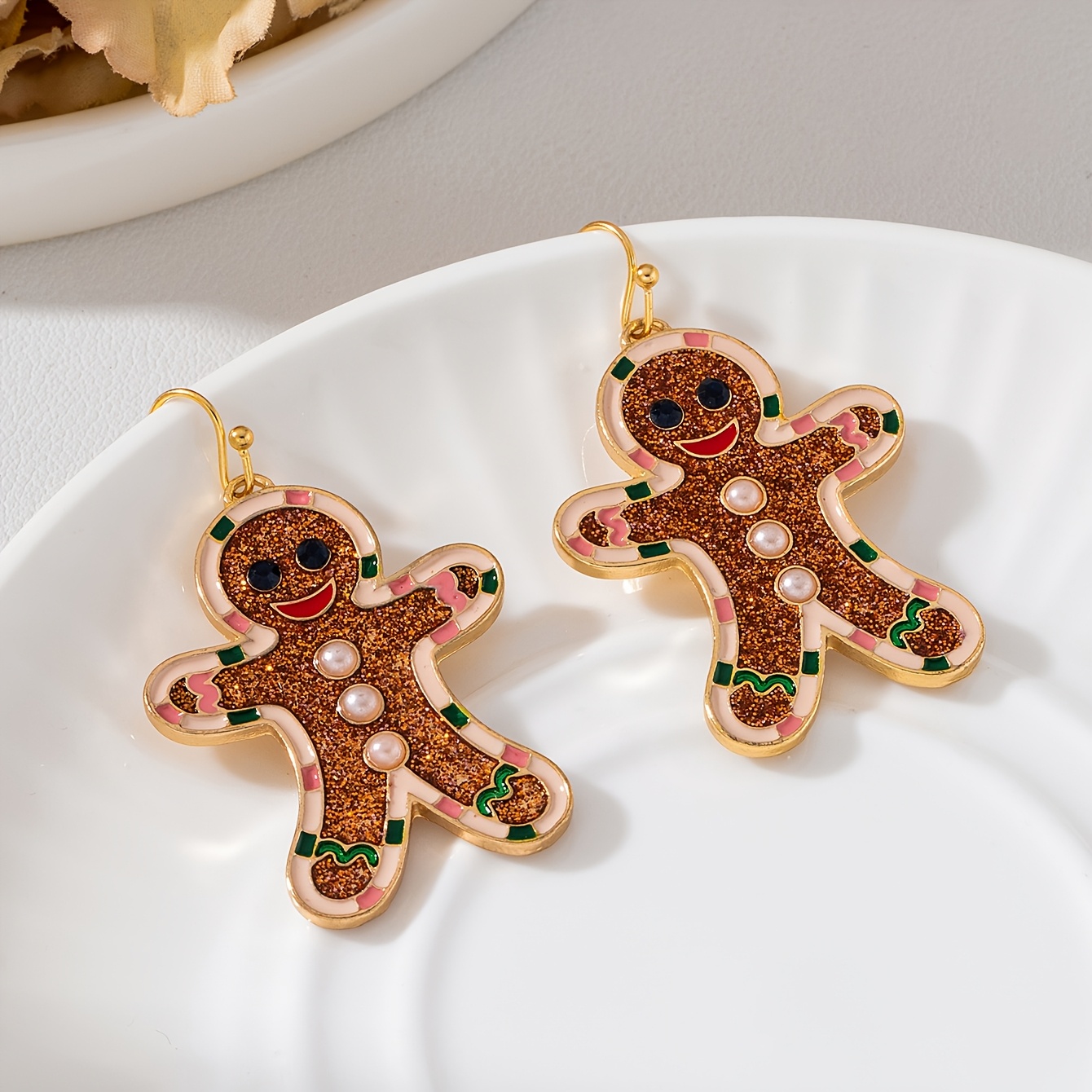 Cute Gingerbread Man Dangle Earrings for Christmas