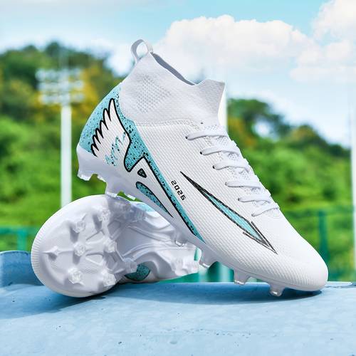 sneakers adult outdoor lawn competition training soccer cleats new mens football shoes professional non slip ag spikes combat boots breathable high top football boots couple light shoes