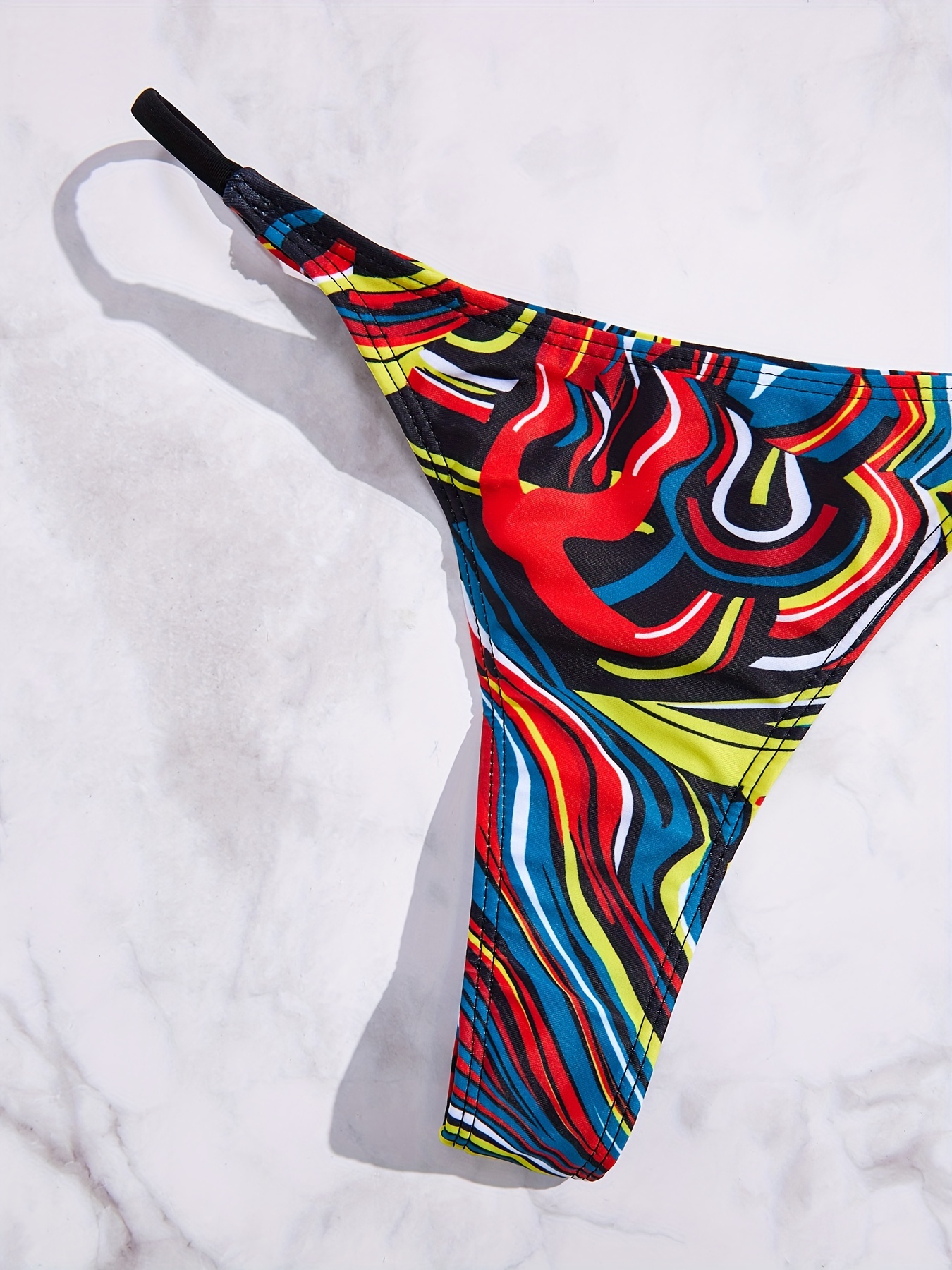 Criss Cross Neck Fluid Print Bikini Define Com Cordão Cobrir