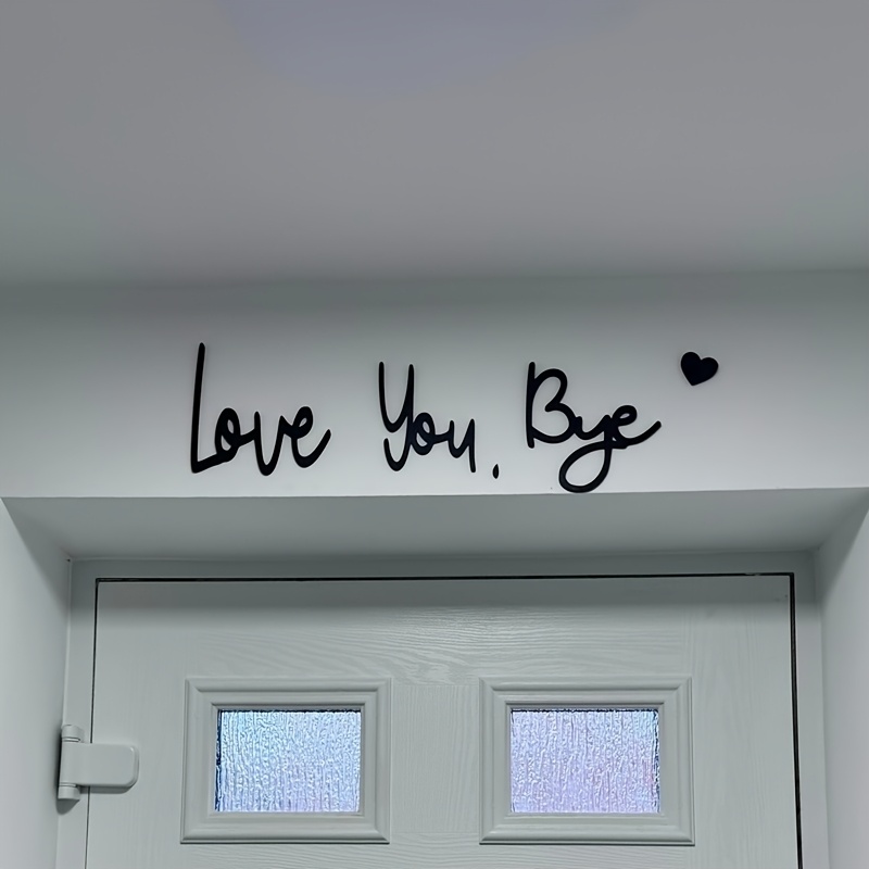 

'love You Bye' Wooden Door Frame Decoration - Vintage Style, Wood, Installation, Heart-themed For Valentine's Day, Porch, Porch Decor|cursive Lettering Decor|handcrafted Look