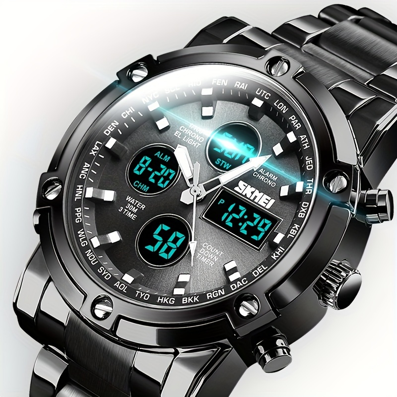 

Skemi Digital Watch For Men Multifunctional Dual Explicit Waterproof Glow-in-the-dark Alarm Clock Electronic Watch For Men