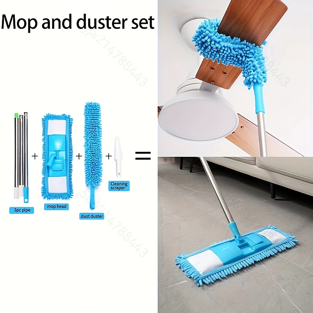 

1pc, Combo Set: Stainless Steel Dusting Brush & Floor Broom Set For Home Cleaning, Blue, Includes Ceiling & Floor Cleaning Room, Bedroom, Bathroom, Kitchen, Warehouse,household Items