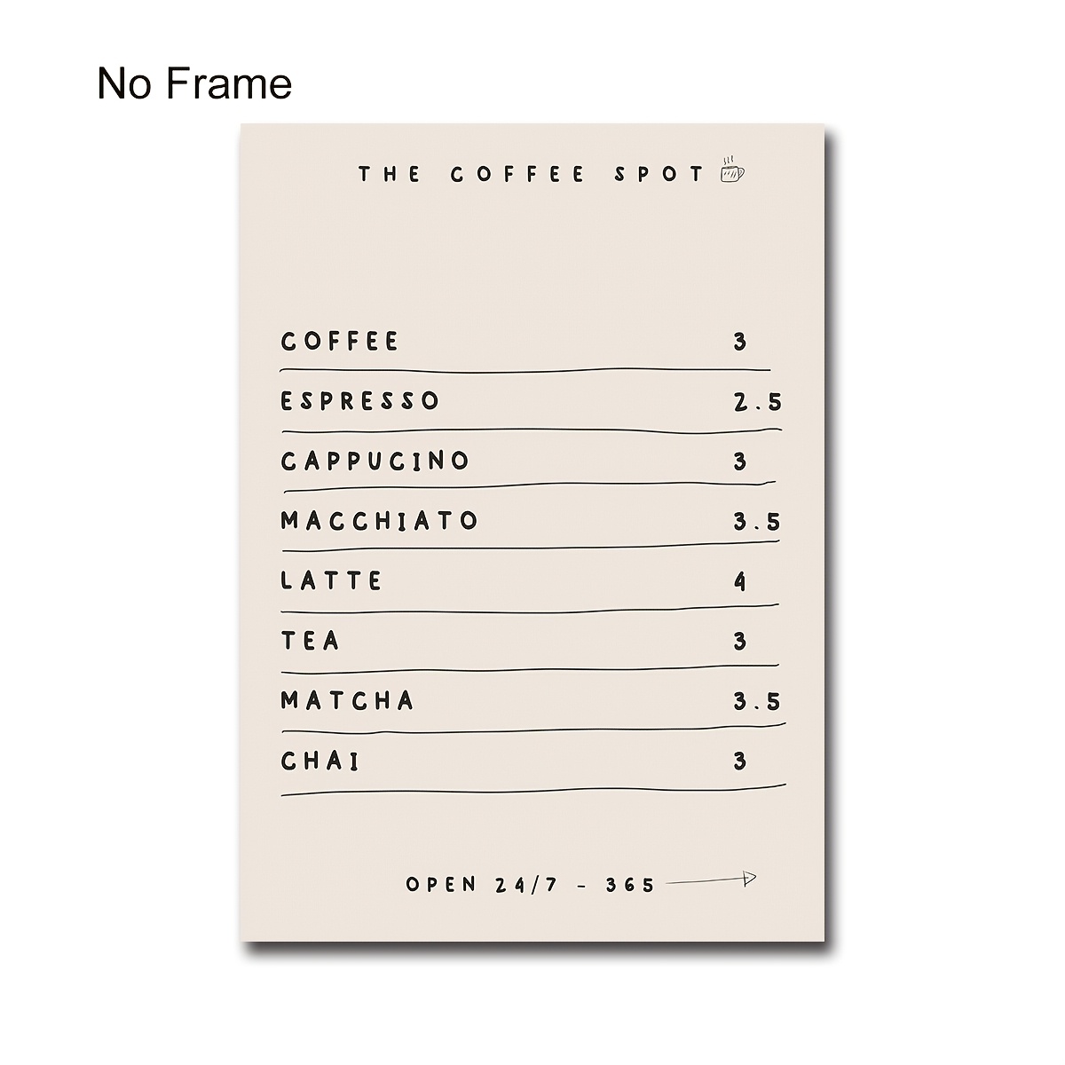 Image of 2d Flat, 2d Flat, 1pc/set Coffee Menu Poster Cafe Print, Retro Espresso Print, Breakfast Coffee Bar Decor, Modern Kitchen Wall Art, Poster, No Frame, Halloween Christmas Decor