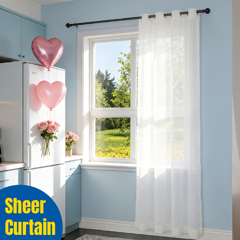 Solid Lightweight Sheer Curtains - Grommet Light Filtering Curtains - Sheer Window Curtain Panels For Living Room, Dining Room - Sheer Drapes 1 Panel