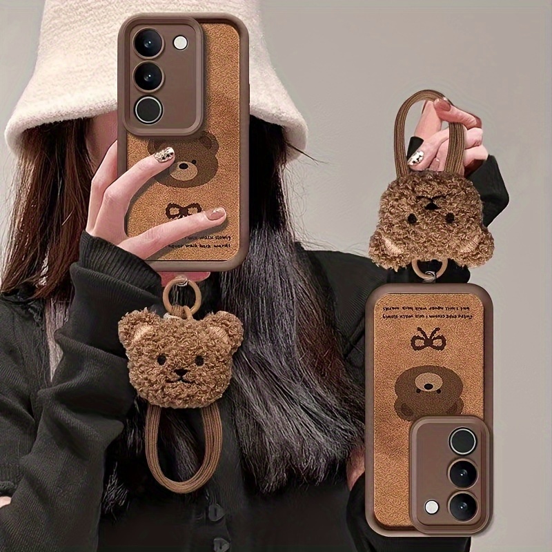 

Bow Bear Case For S24ultra Mobile Phone Case S24 Fe Suitable For A06 Hand Strap A16 A15 Set S24 Lanyard A54/a55/a13-4g Cute S22 Plush Bear Head Wrist Strap S22 Ultra/s23 Small Fresh S23plus