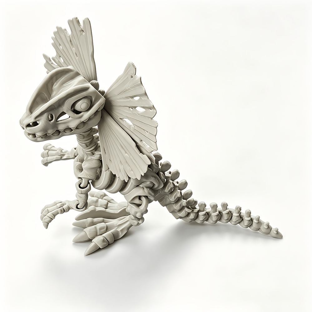 TEMU 3d Printed Double Spine Skeleton Model, Multi-joint Movable Dinosaur Fossil Ornament, High-detail Simulated Bone, Paleontology Educational Toy,