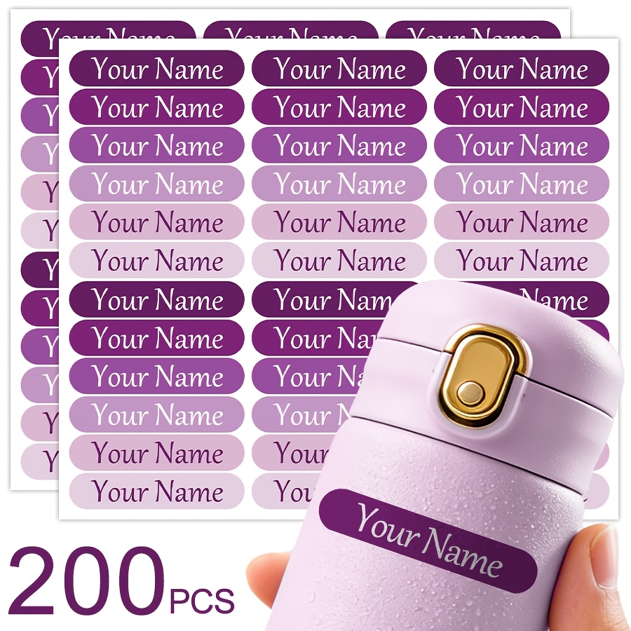TEMU [custom Product] (4.7 X 0.9cm - Gradient Purple Series) Customizable Name Self-adhesive Label Stickers, Suitable For Marking Pens, Water Cups,