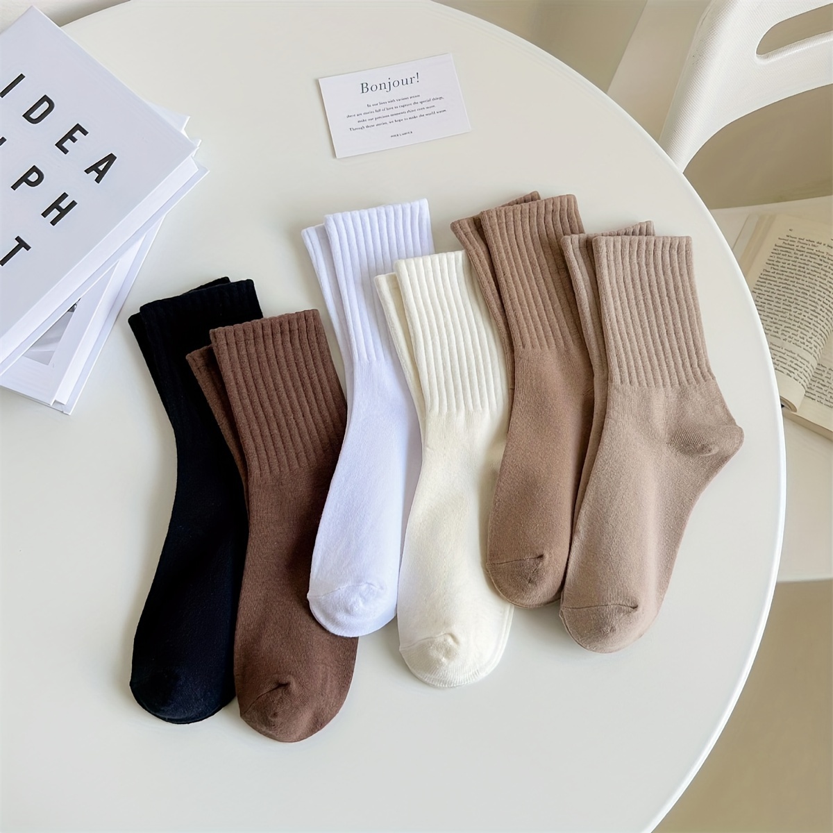 

Women Crew Ankle Socks Neutral Colors Cute Dress Boot Socks For Ladies (36 Pairs)