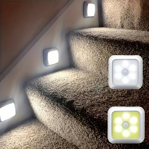 1pc motion sensor stair wall light wireless night light battery powered for under cabinet hallway stairs closet kitchen christma indoor than or to36v ip44 with electronic components batteries not included