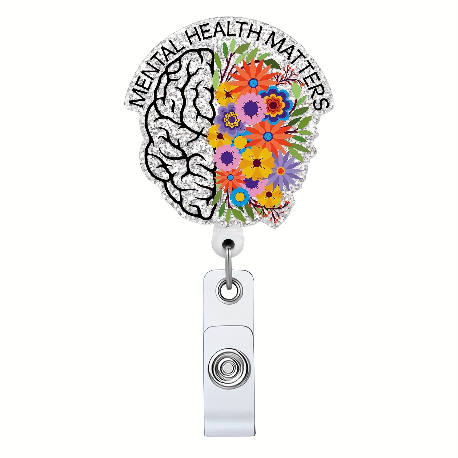 

Mental Health Matters Black Retractable Badge Reel With Id Clip Name Tag Card Gift For Nurses Doctor Brain Neurologist Medical Office Social Worker Alligator Clip