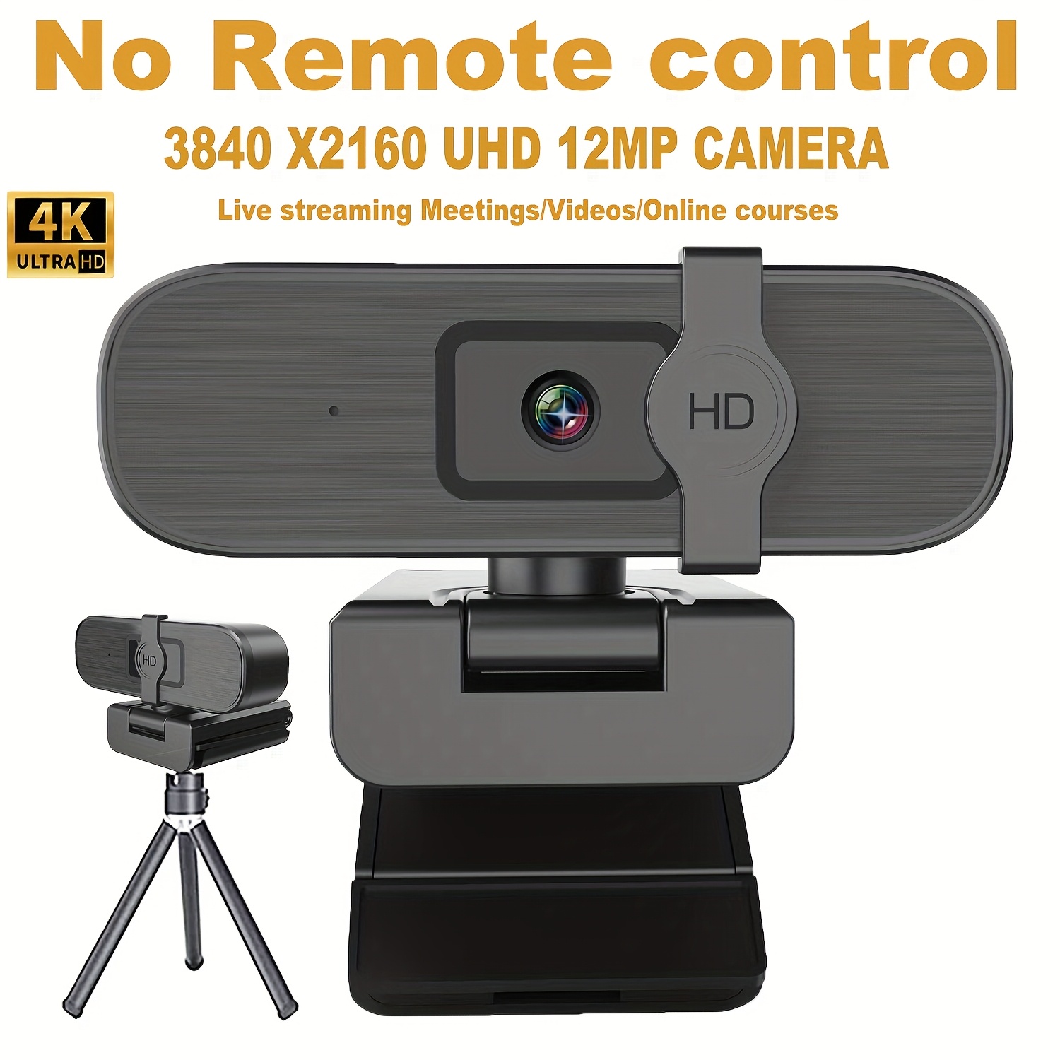 4k webcam pc 12mp uhd video calling tripod remote control Temu Italy
