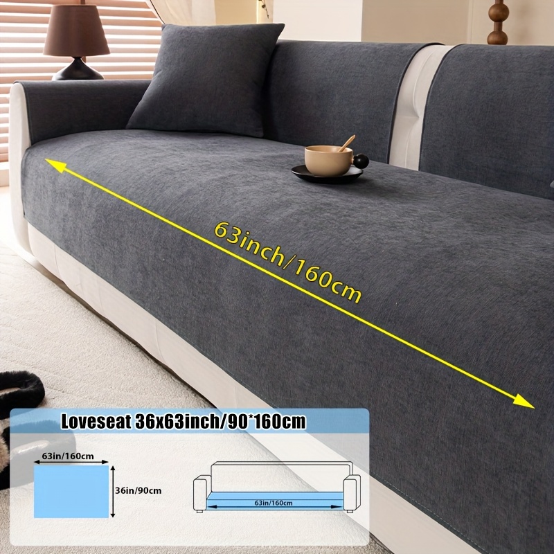 Image of 1pc Of Solid Color Chenille Sofa Cover, Designed For Modern In Living Room Decor. A Perfect Christmas Gift Or New Year's Outfit, Suitable For . Features Anti-slip , Is Resistant To Cat Scratches
