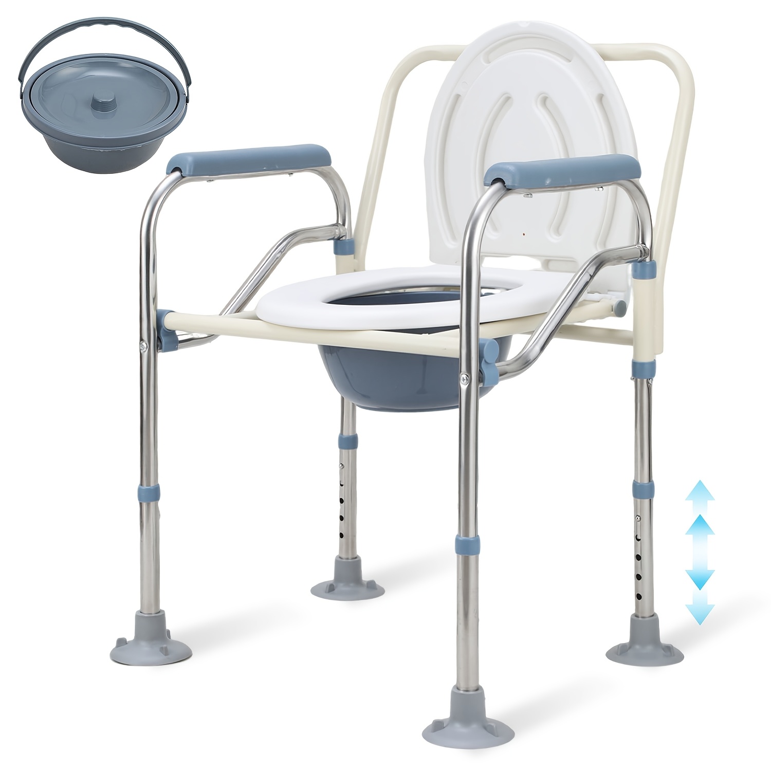Image of Toilet Support Stool And Shower Seat, With A Weight Capacity Of 150 Kg, Foldable, Height-adjustable, And Fitted With Non-slip Rubber Feet - Includes A Toilet Support Device And A Commode