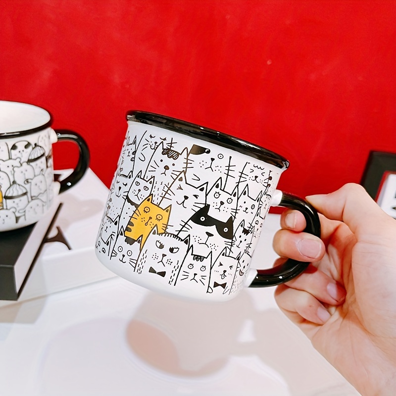 Cute Ceramic Cat Mugs With Lids Or Coaster, Novelty Lovely Kitty