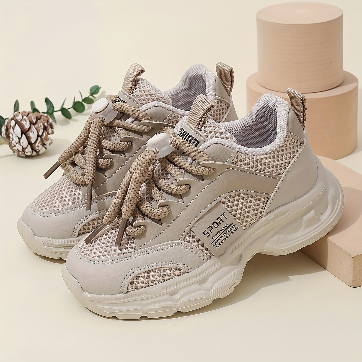 Image of Spring/autumn Mid-large 's Fashion Double Mesh Breathable Anti-slip Wear-resistant Soft-sole Sports Shoes Solid Lightweight Running Shoes