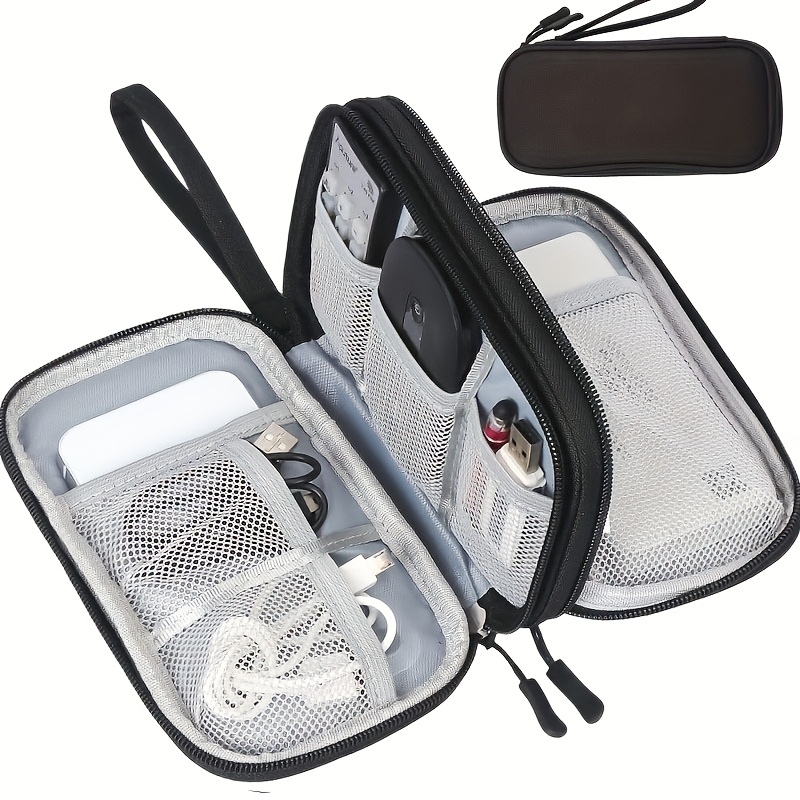 Temu – TEMU Tech Accessories Organizer Bag – Travel Cosmetic-style With Colorful , Durable Polyester Portable Storage Pouch For , Cables & Power Banks –