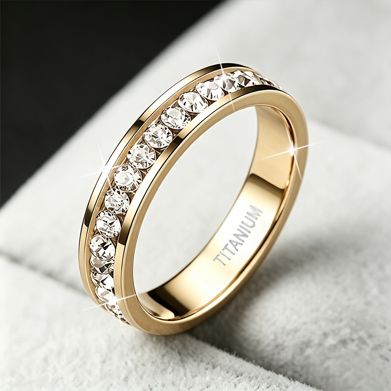 Ladies' 18k Gold Plated Ring, Fashionable And Luxurious Wide Band Ring, Wedding, Engagement, Anniversary Jewelry Gift