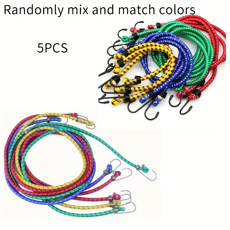 TEMU 5pcs Random Color Heavy-duty, High-strength Adjustable Elastic Ropes, With A Diameter Of 8mm/100.0 Cm, Are Extra-long Universal Thickened Tie-