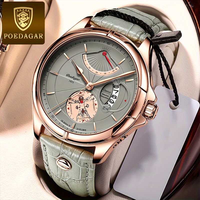 

Poedagar Men's Waterproof Calendar Quartz Wrist Watch, Student Trend Casual Men's Watch