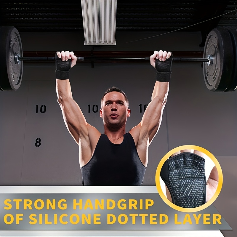 thickened silicone half finger cycling gym gloves with adjustable wrist straps breathable mesh palm   for fitness training weightlifting running   accessories details 4