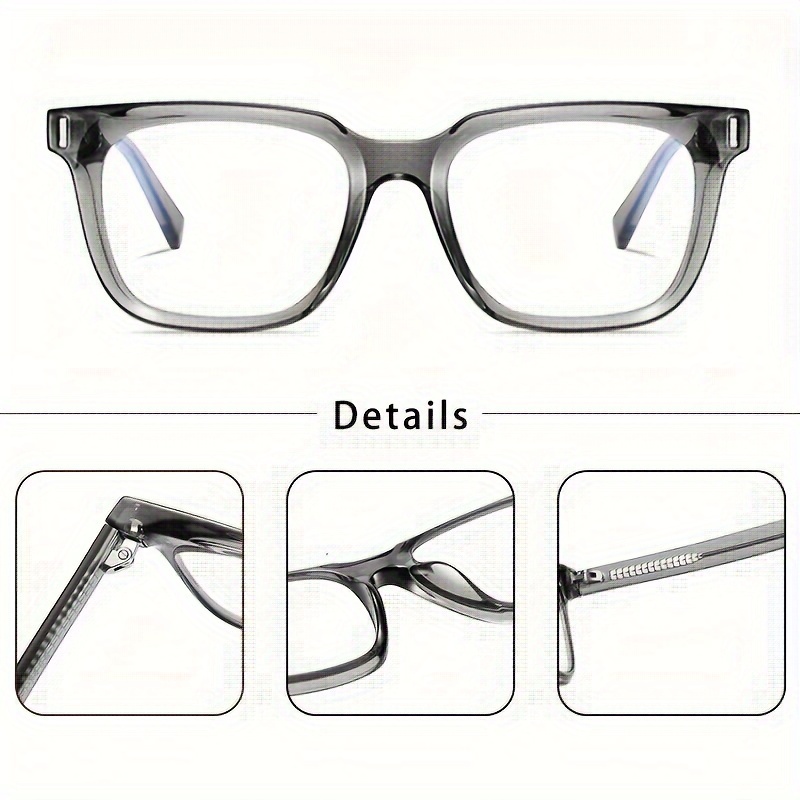 Caterside Non Prescription Square Full Rim Glasses TR Frame PC Lens Decorative Eyewear Accessories Unisex Fashion Eyegl