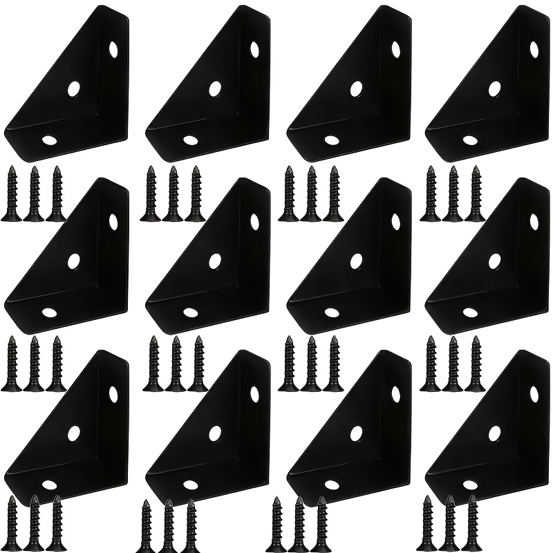 TEMU 48 Pezzi Staffe Triangolari, Cofani Angolari a Forma di L, Staffe Triangolari per Mensole, con Viti, Adatte per Connetture Angolari di Tavoli e