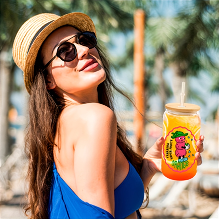 frosted clear plastic cups straws bamboo lids durable Temu Mauritius