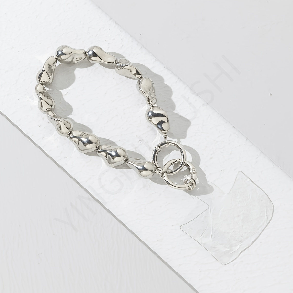 TEMU Unique Irregular Pearl Asymmetrical Golden Silvery Phone Lanyard, Handbag Chain Accessory, Women's Phone Case, Water Bottle Pendant, High