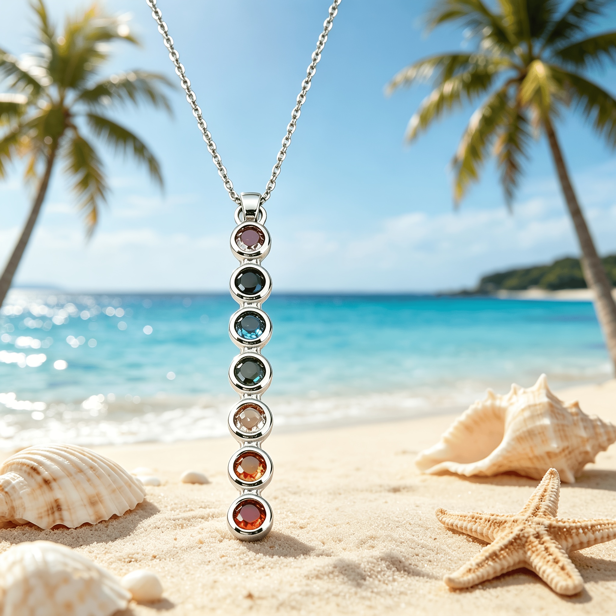 Women's Stainless Steel Chain Necklace with Zirconia Round Pendant