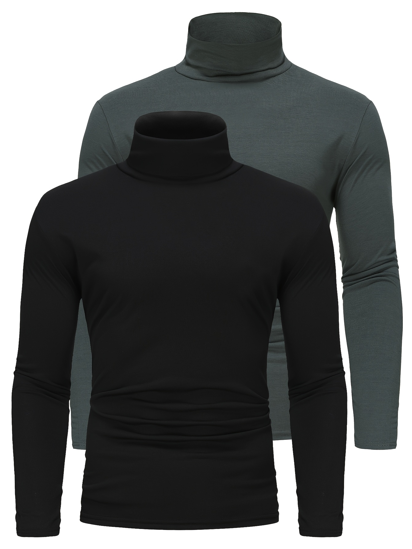 Haut à Col Montant Pour Homme, Chemise Côtelée à Col Roulé à