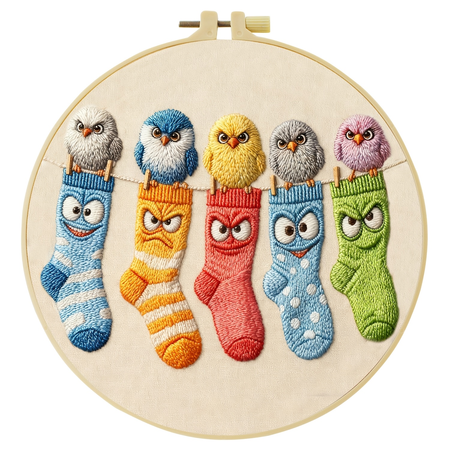TEMU 1 stuks Borduurpakket, 20x20 cm/7.9x7.9 inch, Kleurrijke Kleine Vogels, Handgemaakte Borduurpakket, Geschikt voor Borduur Liefhebbers en