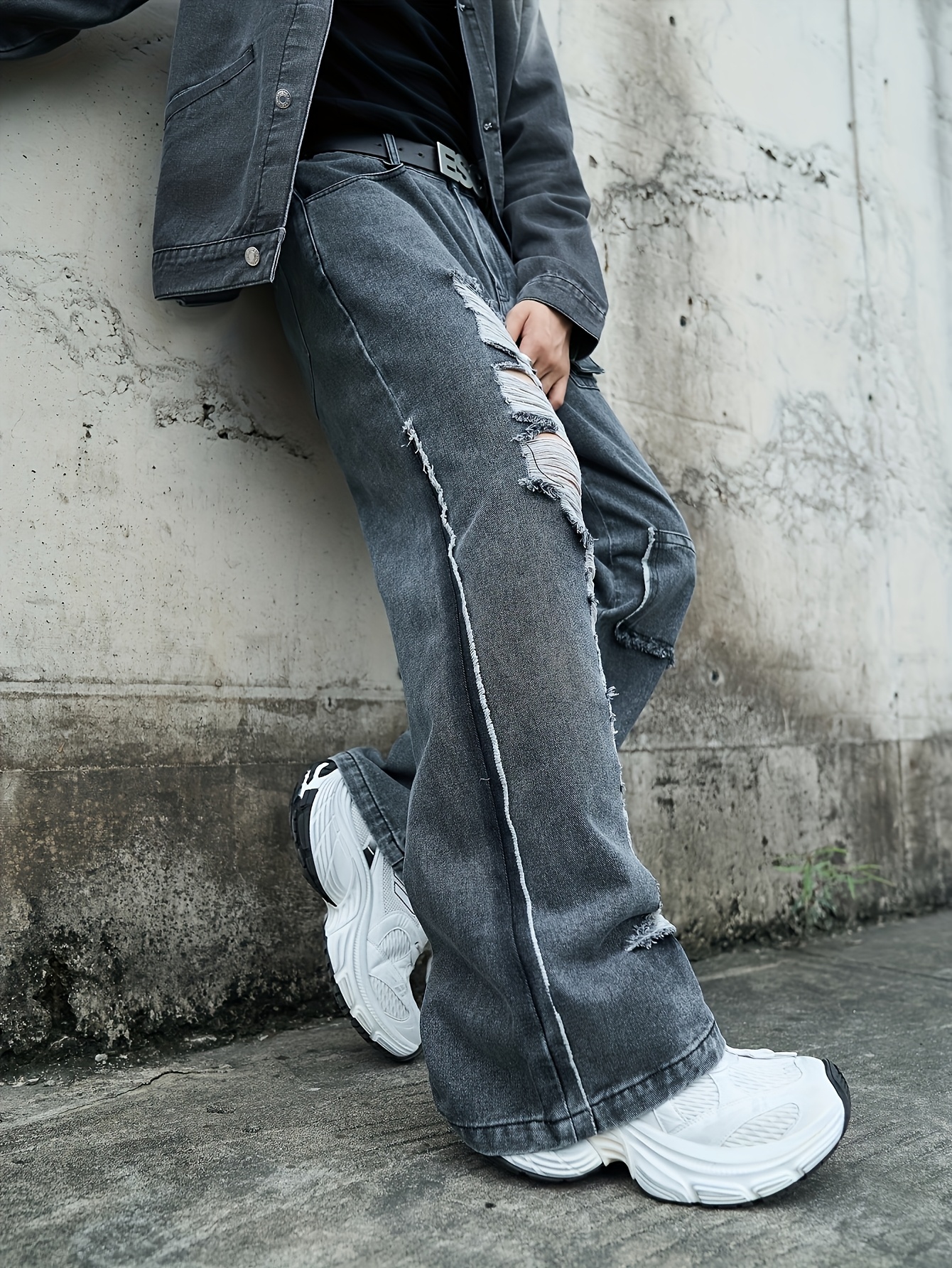 Denim Jeans Outfit Pantalones Rotos Hombre Jeans Rasgados Hombre