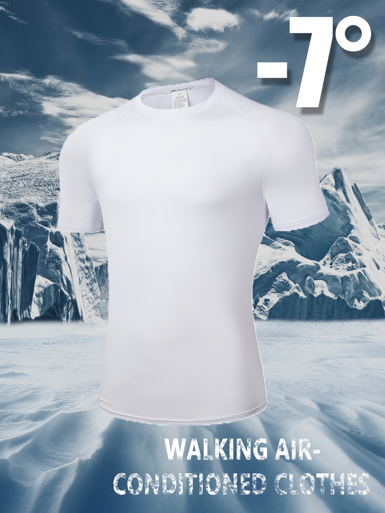 1pc Men'S 7? Ice Sliky Fiber Fabric T-Shirt - High Elasticity Quick-Dry Breathable Moisture-Wicking Fabric, Ice Shrink Quick-Dry Technology for Sports & Casual Wear, Regular Fit Crew Neck, Moisturewicking Shirt, Sleek Design, Highelasticity Fabric