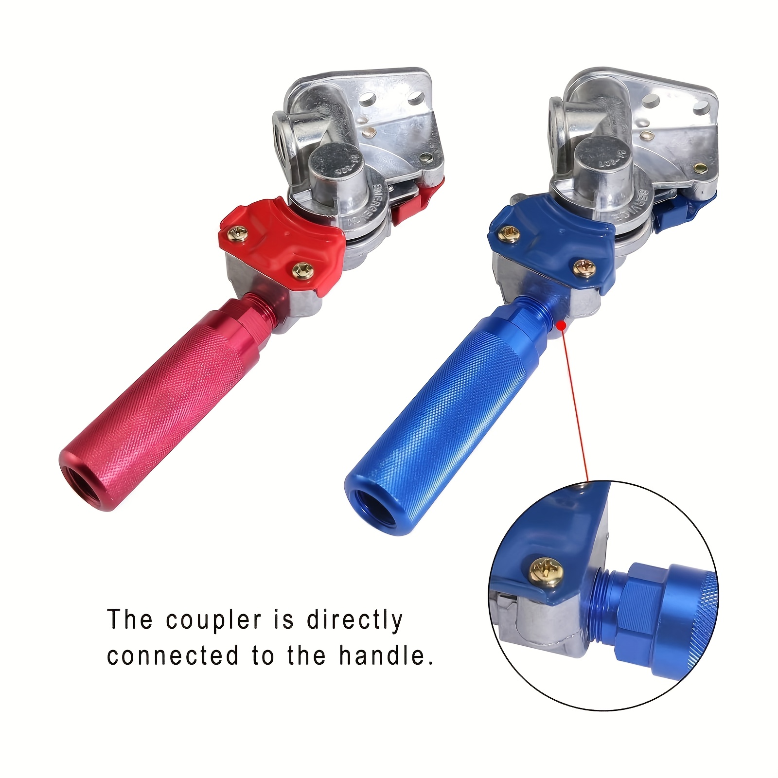 TEMU [glad Hands Set] Anodized Aluminum Glad Hands Setwith Service Emergency Glad Hand, Extension Handles Grips And Seals For Semi Truck Trailer Tractorrvs, Coupling, Gladhandconnectors