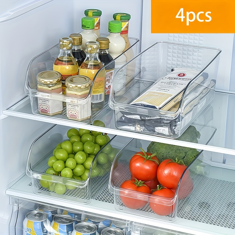 Image of 4-drawer Refrigerator Replacement Storage Boxes, Food-grade Pet High Tubs, Suitable For Kitchen, Cabinet And Refrigerator Organization, Reusable, Ideal For Fruits, Vegetables, Snacks And Food Storage