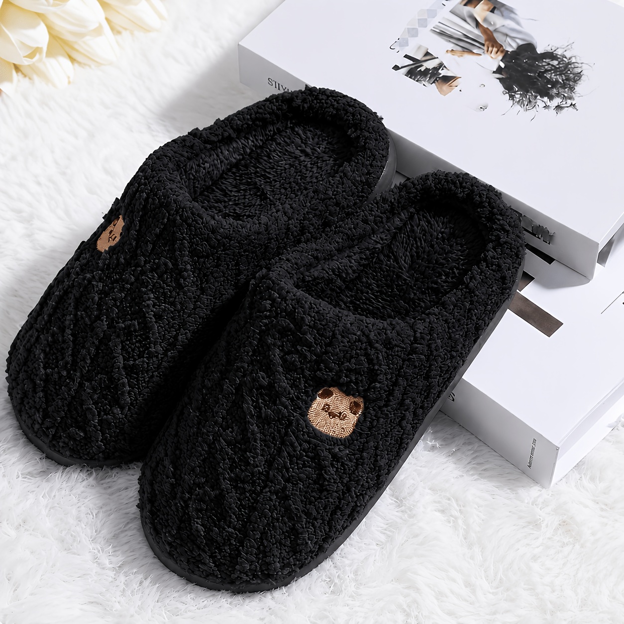 TEMU Women's Winter Warm Non-slip Indoor/outdoor For Home Shoes - Thick Fleece Sole & Comfortable Lining, Sole & Durable Fabric Upper, Suitable For ,