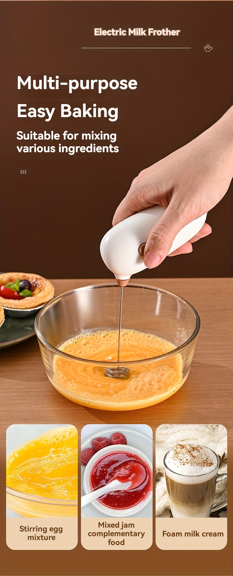 handheld electric milk frother battery powered   coffee creamy drinks   gadget details 9